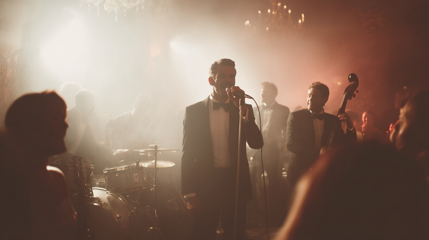 Crooner som synger på bryllupsfest