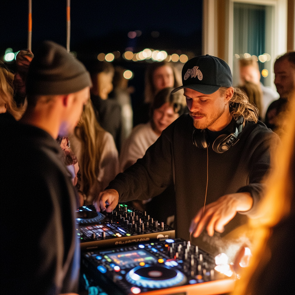 DJ som mikser musikk på fest